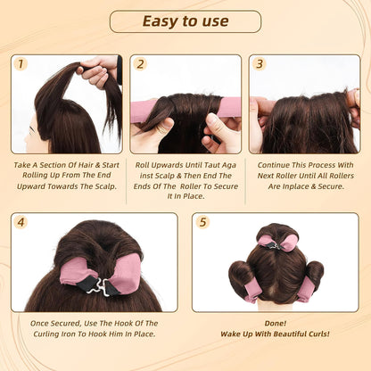 Overnight Heatless Hair Curler-Pink