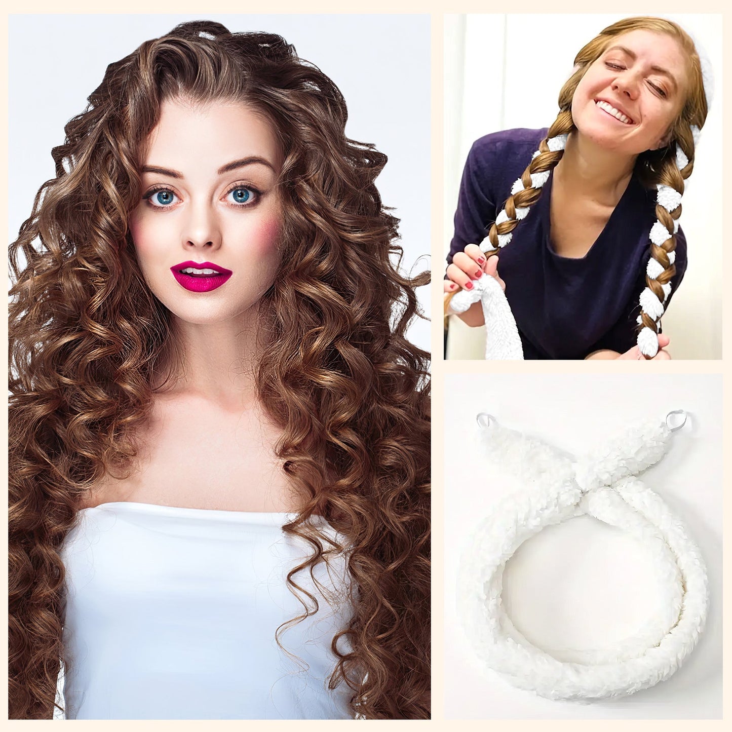 Satin Heatless Hair Curler-White