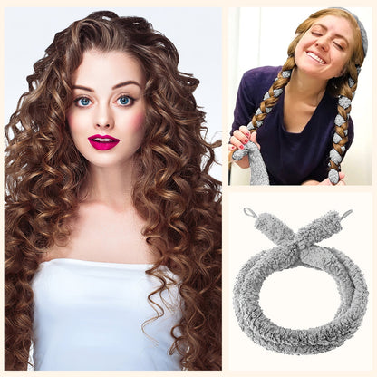 Satin heatless hair curler-Grey