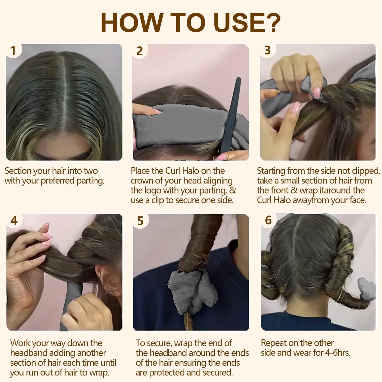 Satin heatless hair curler-Grey