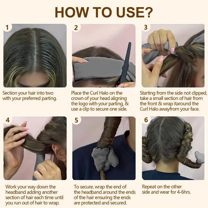 Satin heatless hair curler-Grey
