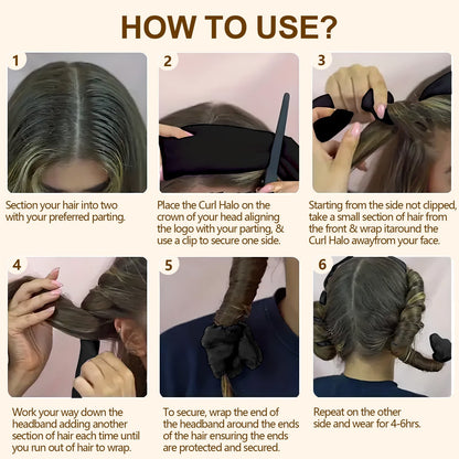 Satin Heatless Hair Curler=Black