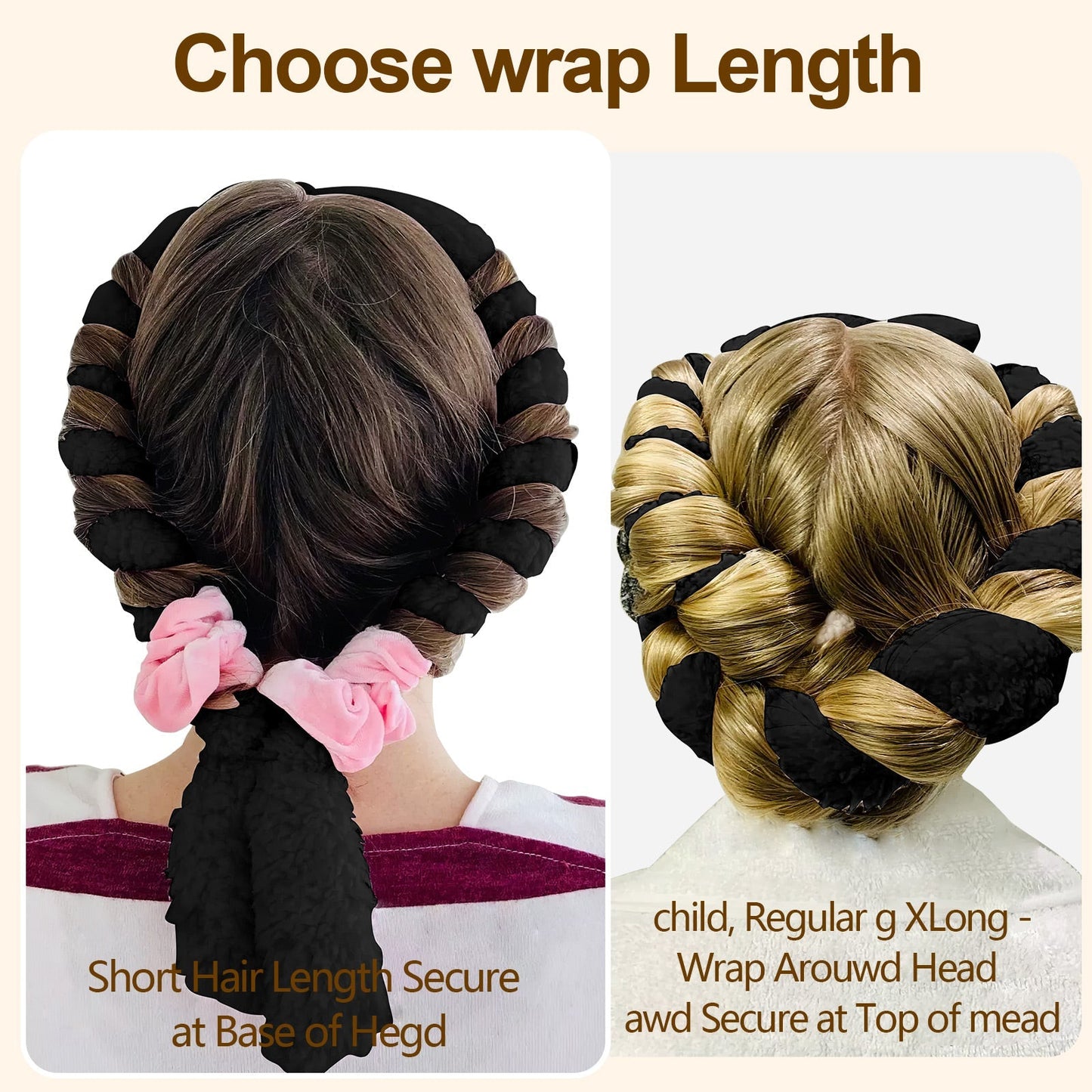 Satin Heatless Hair Curler=Black
