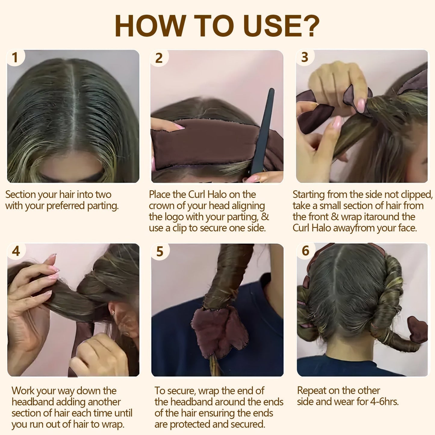 Satin heatless hair curler - Brown