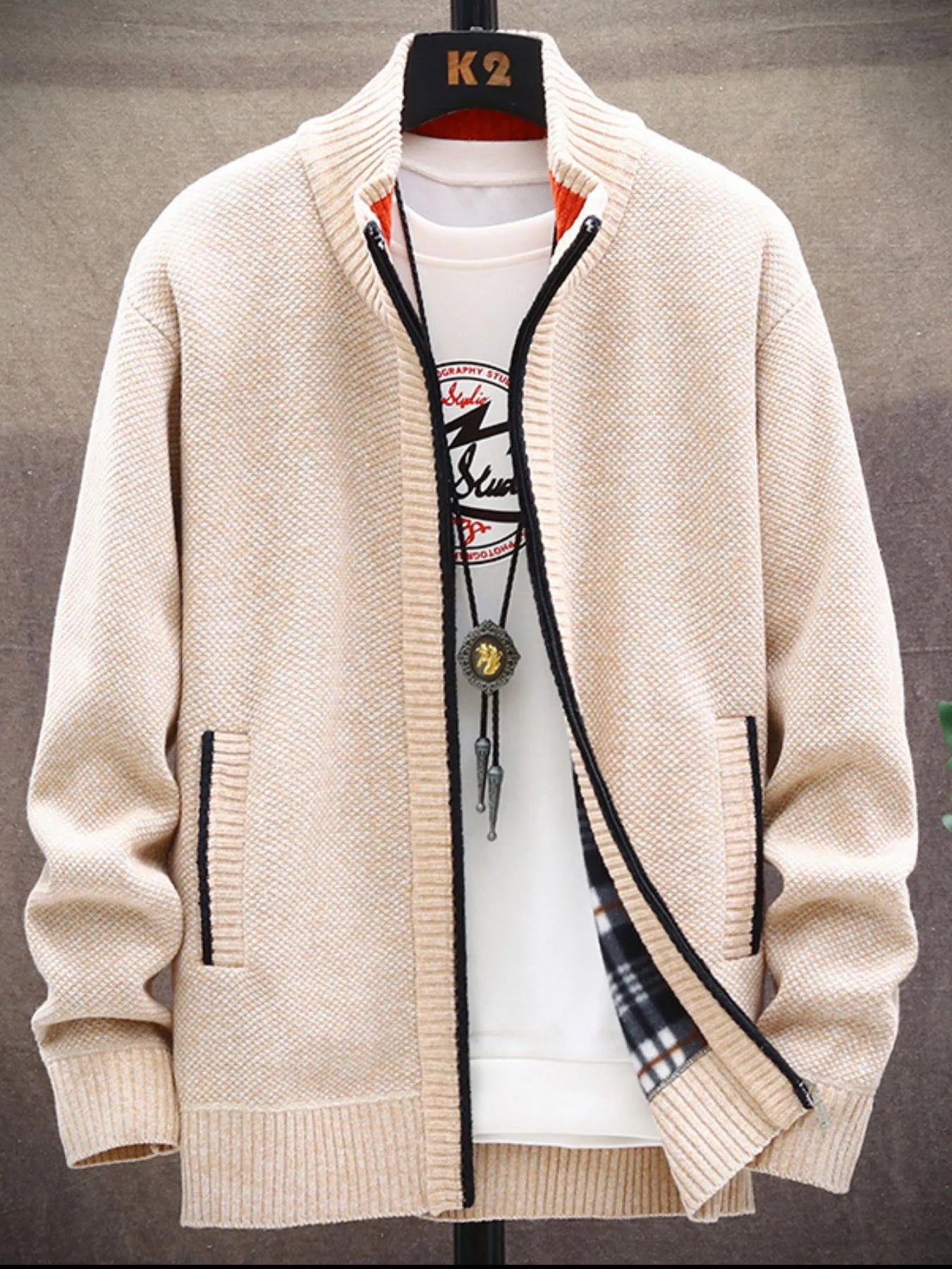 Men's Plus Size Zip Up Cardigan