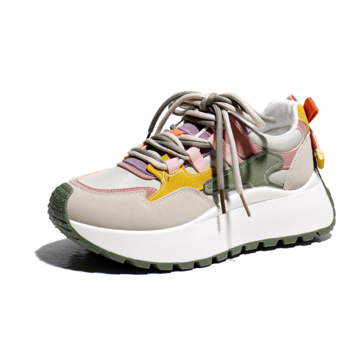 Lace Up Round Toe Platform Sneakers