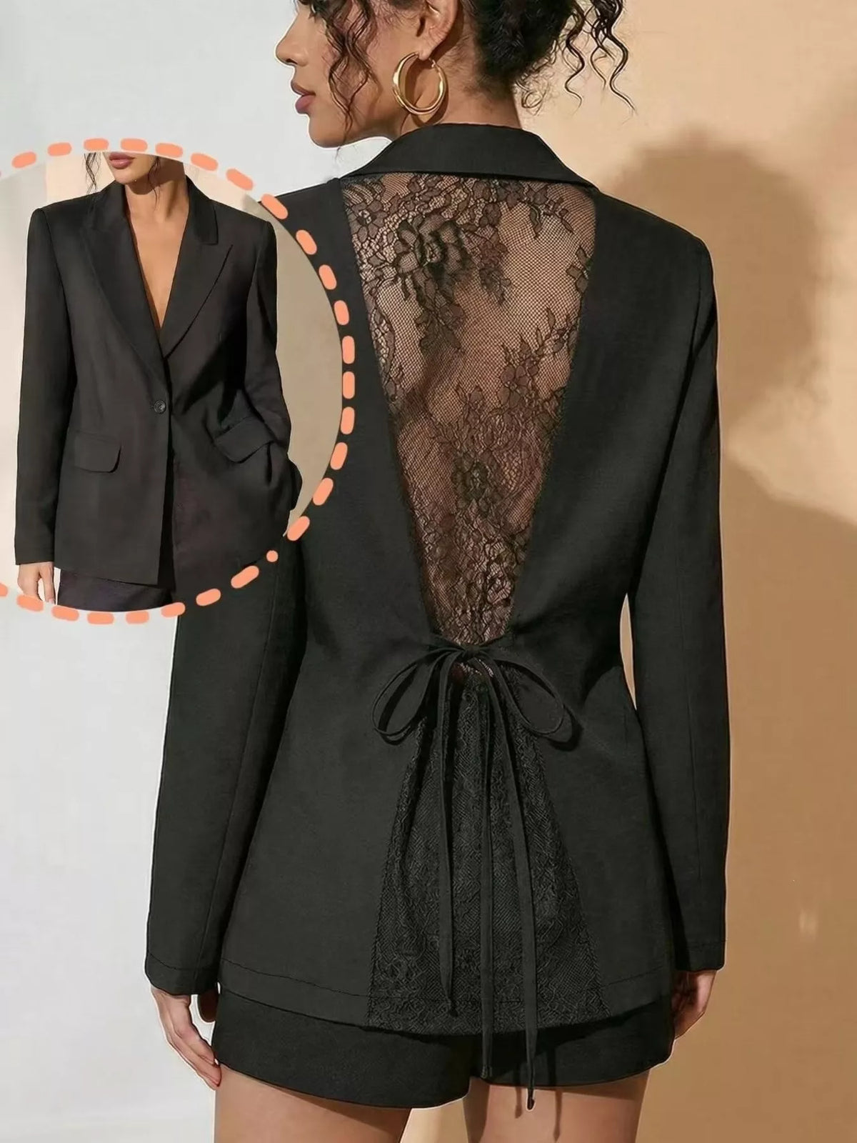 Lace-Back One Button Blazer