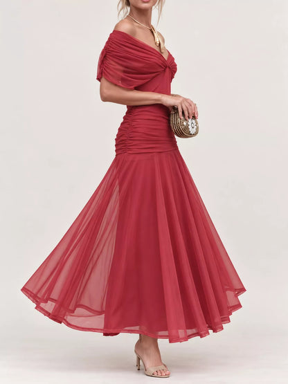 Off-shoulder tulle dress, view 2