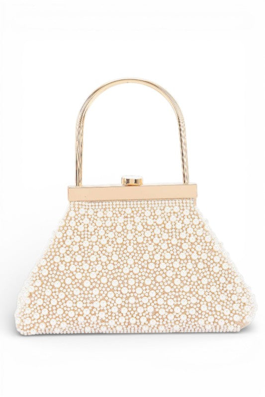 Top Handle Pearl Studs Evening Clutch Bag
