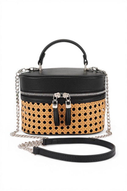 Peforated Bamboo  Vanity Case Convertible Bag