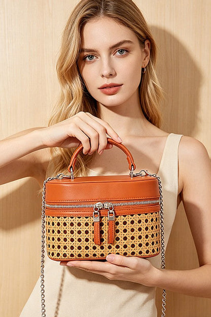 Peforated Bamboo  Vanity Case Convertible Bag