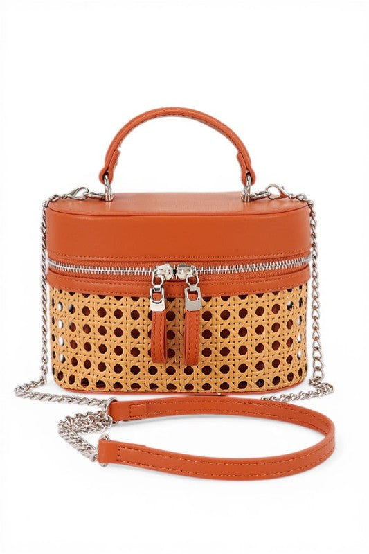 Peforated Bamboo  Vanity Case Convertible Bag