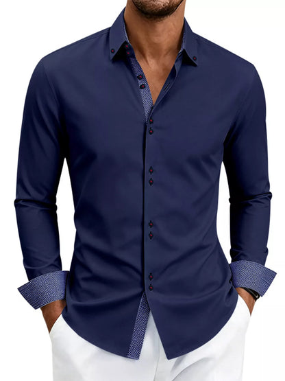 Men's Full Size Slim Fit Contrast Trim Shirt Plus Size