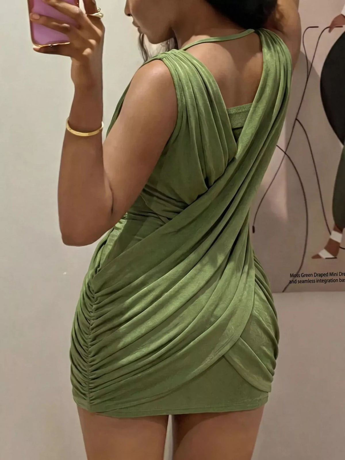 Ruched wrap mini dress, view 2