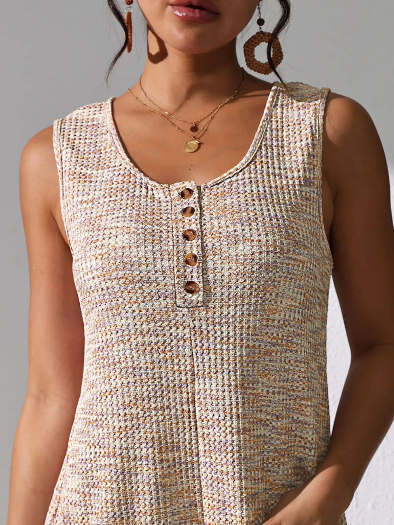 Full Size Button Front Romper with Pockets