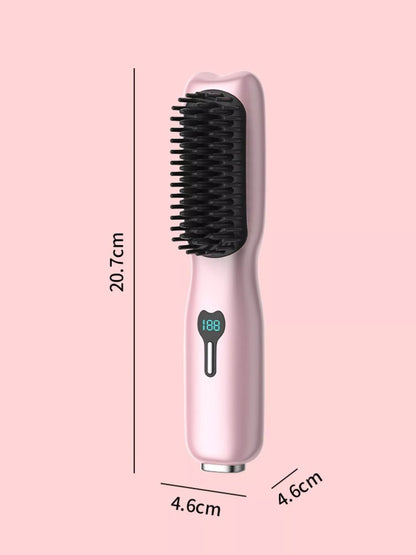 2-in-1 Mini Wireless Ionic Brush Hair Straightening Comb