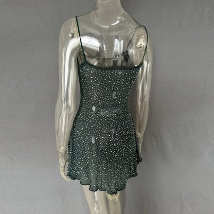 Rhinestone Decor Mini Cami Dress