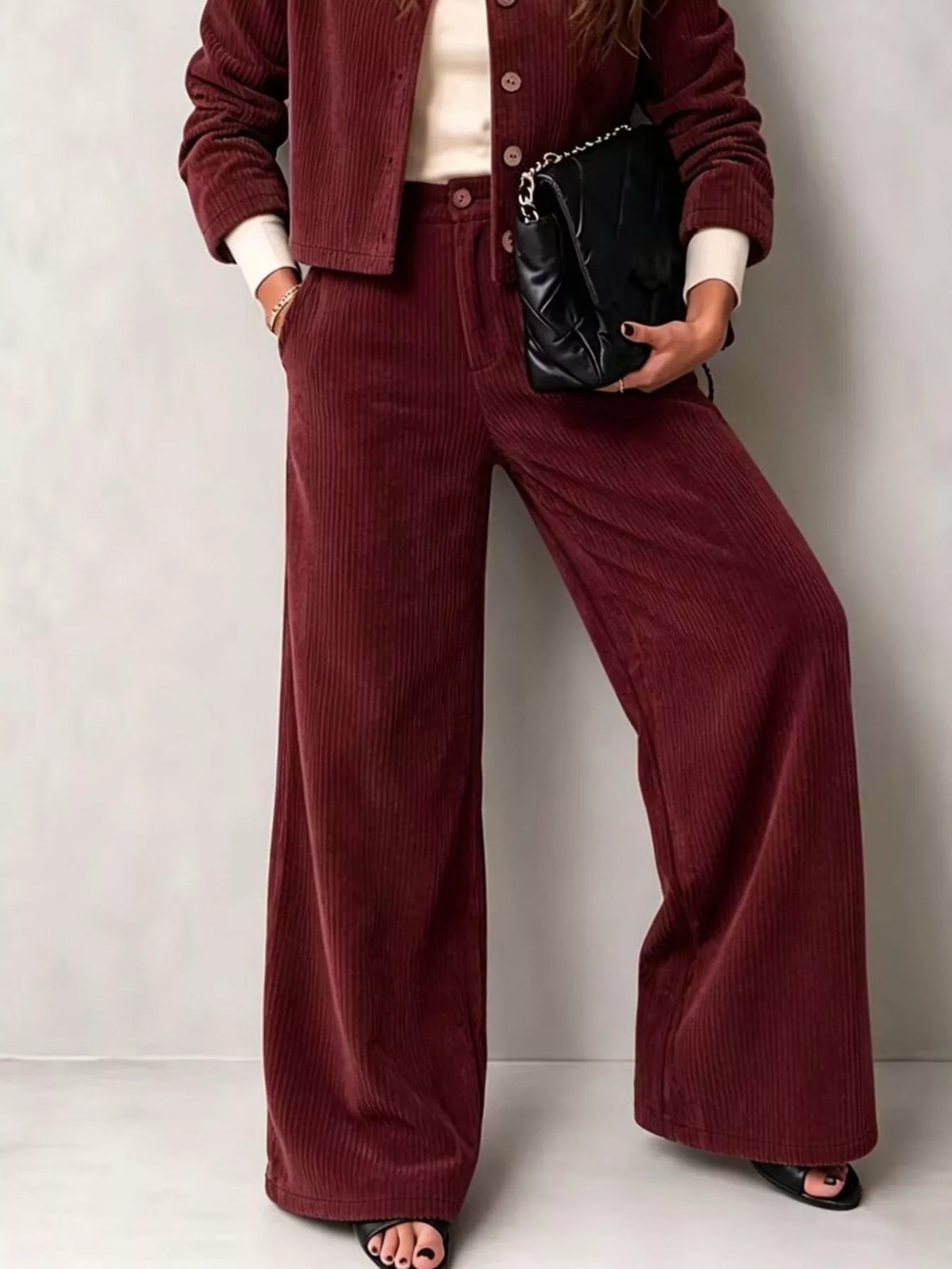 Corduroy jacket and wide-leg pants set, view 12