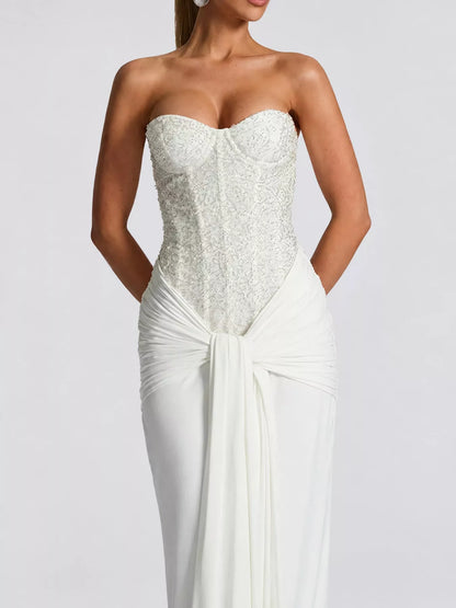 Strapless sequin corset dress, view 4