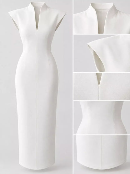 Sleeveless bodycon dress with slit, view 5