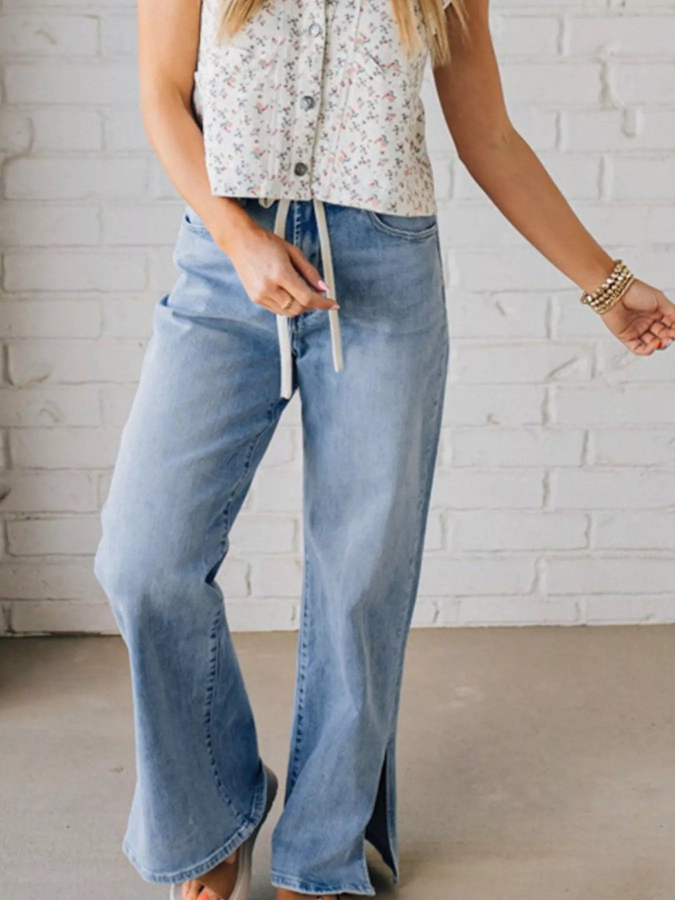 Slit Wide Leg Jeans