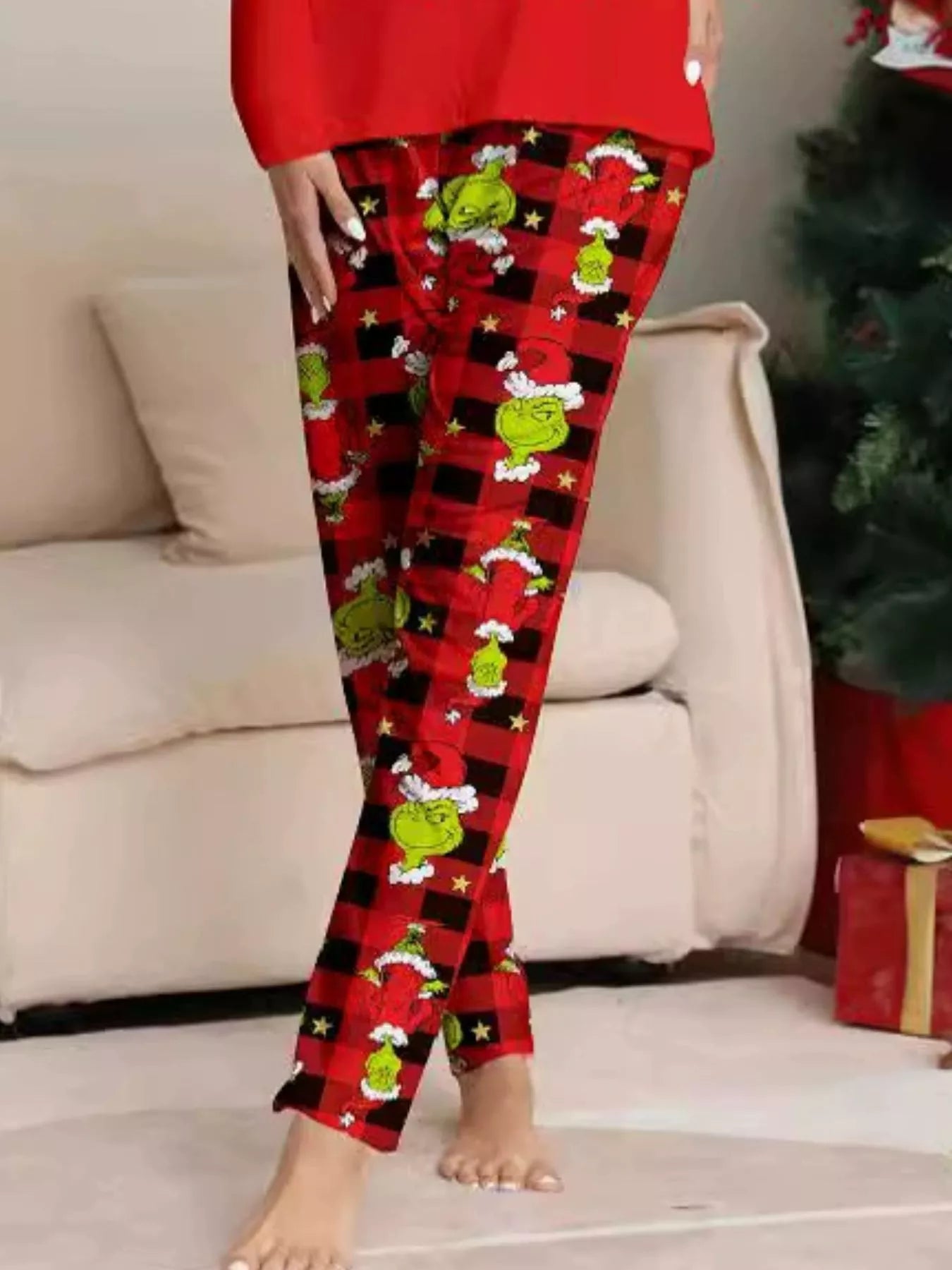 Grinch Themed Matching Family Christmas Pajama Set Plus Size