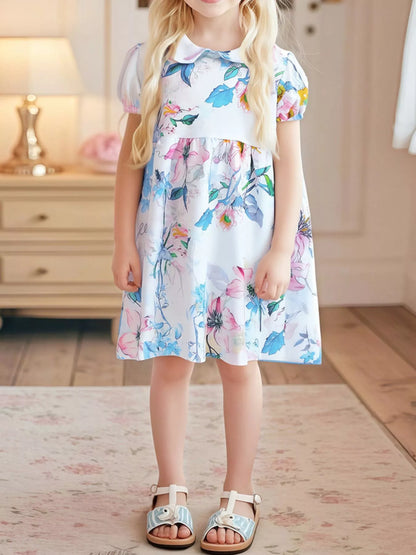 Children's Floral Puff Sleeve Dress