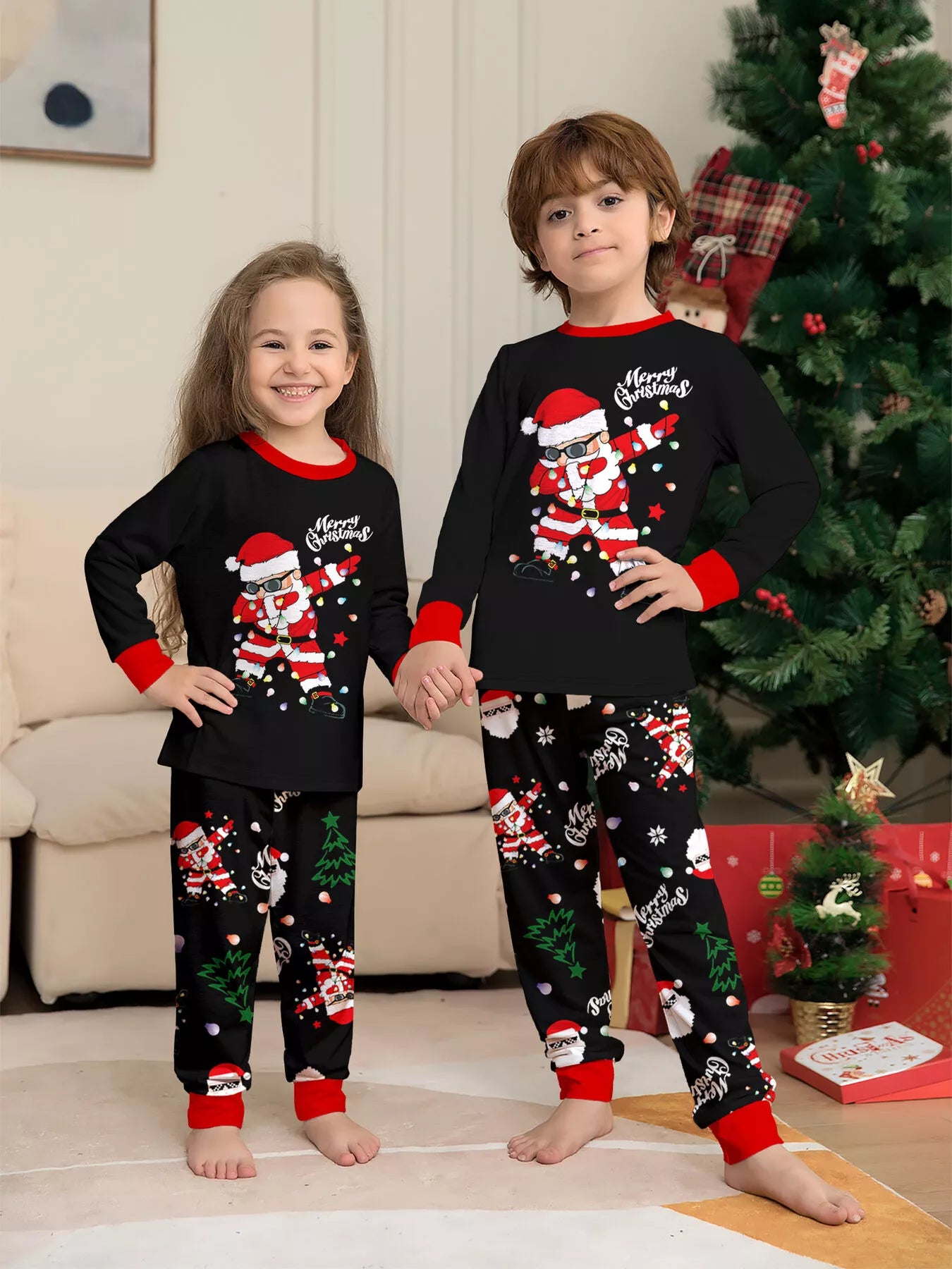 Family Matching Christmas Santa Pajamas Set Plus Size