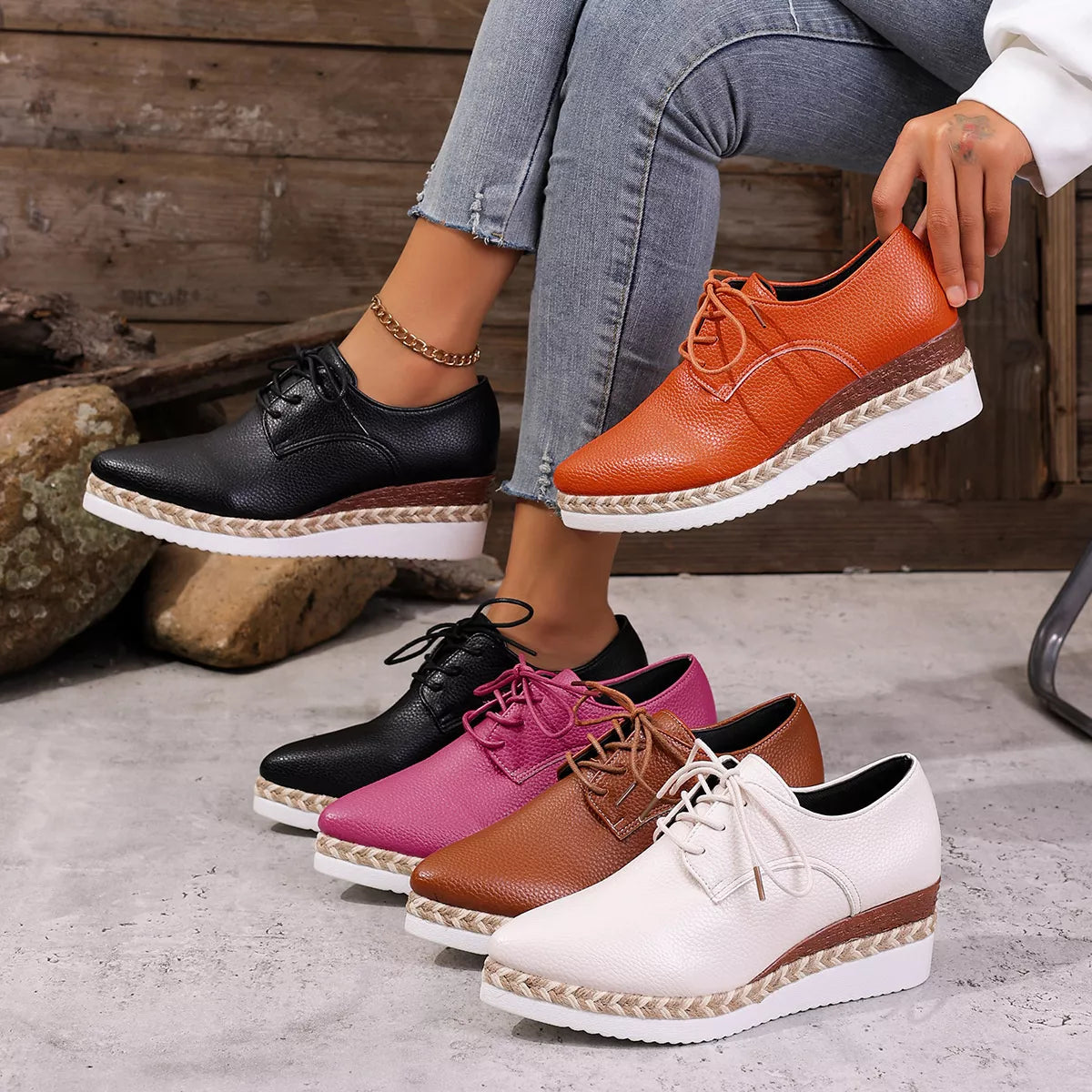 Point Toe Lace Up Sneakers