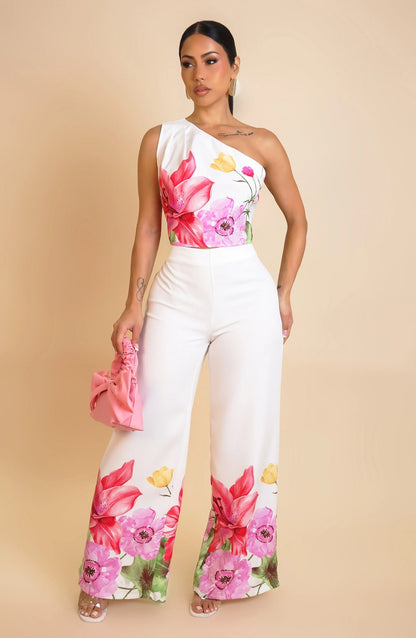 Elastic Wide Leg Pants Two-Piece Set