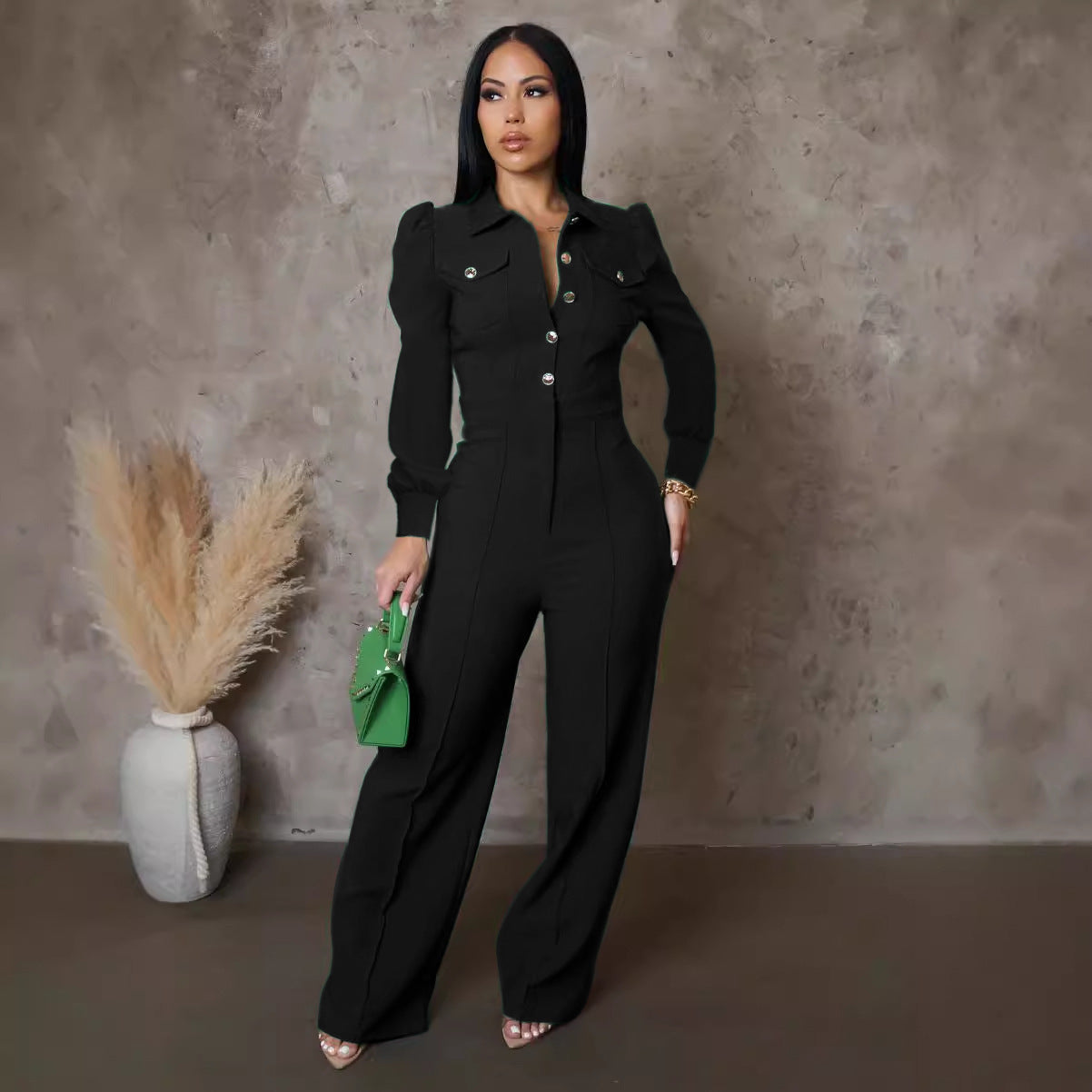 Spliced Long Sleeved Sports Jumpsuit