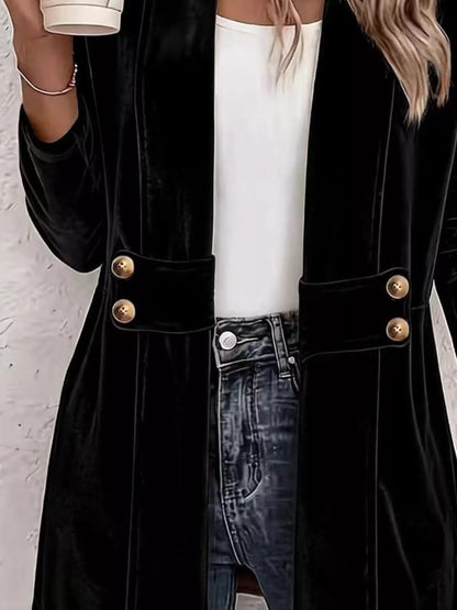 Full Size Velvet Open-Front Cardigan Plus Size