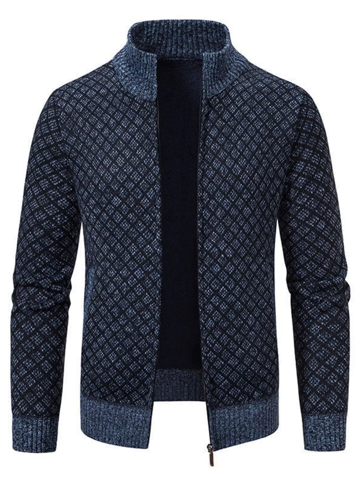 Men's Plus Size Geometric Patterned Full-Zip Cardigan