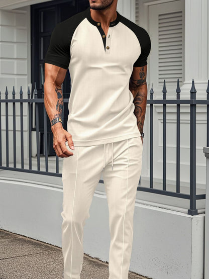Men's Plus Size Waffle-Knit Pants Set