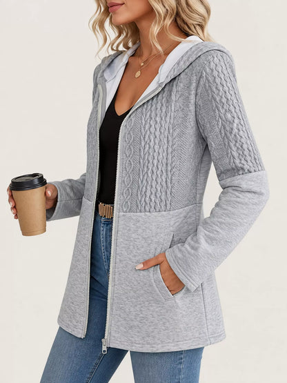 Plus size hooded zip jacket, view 2