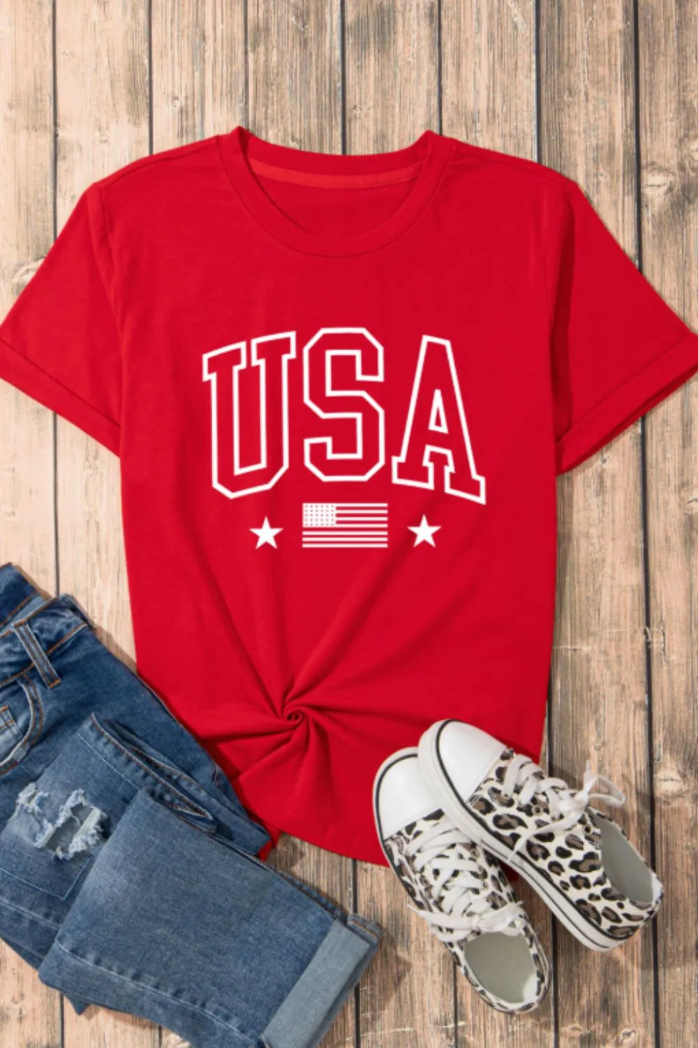 USA American Flag Crewneck T Shirt