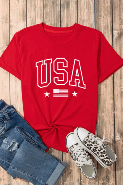 USA American Flag Crewneck T Shirt