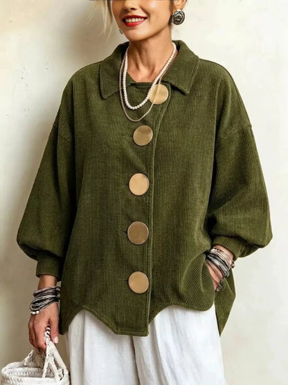 Corduroy button-down jacket in 6 colors, S to 3XL