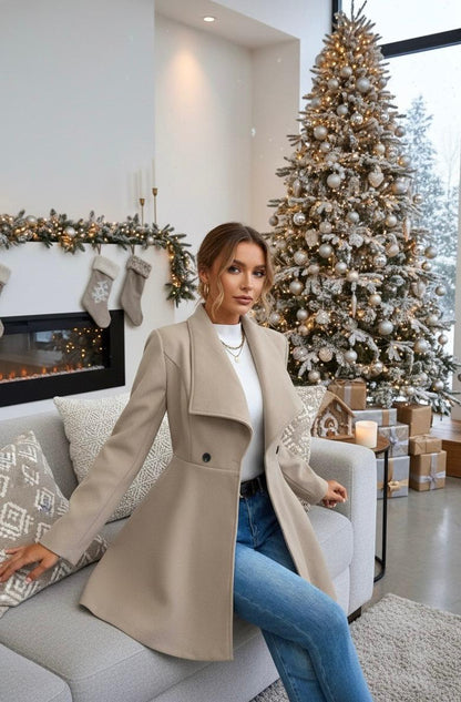 Collared Neck Double Breasted Coat