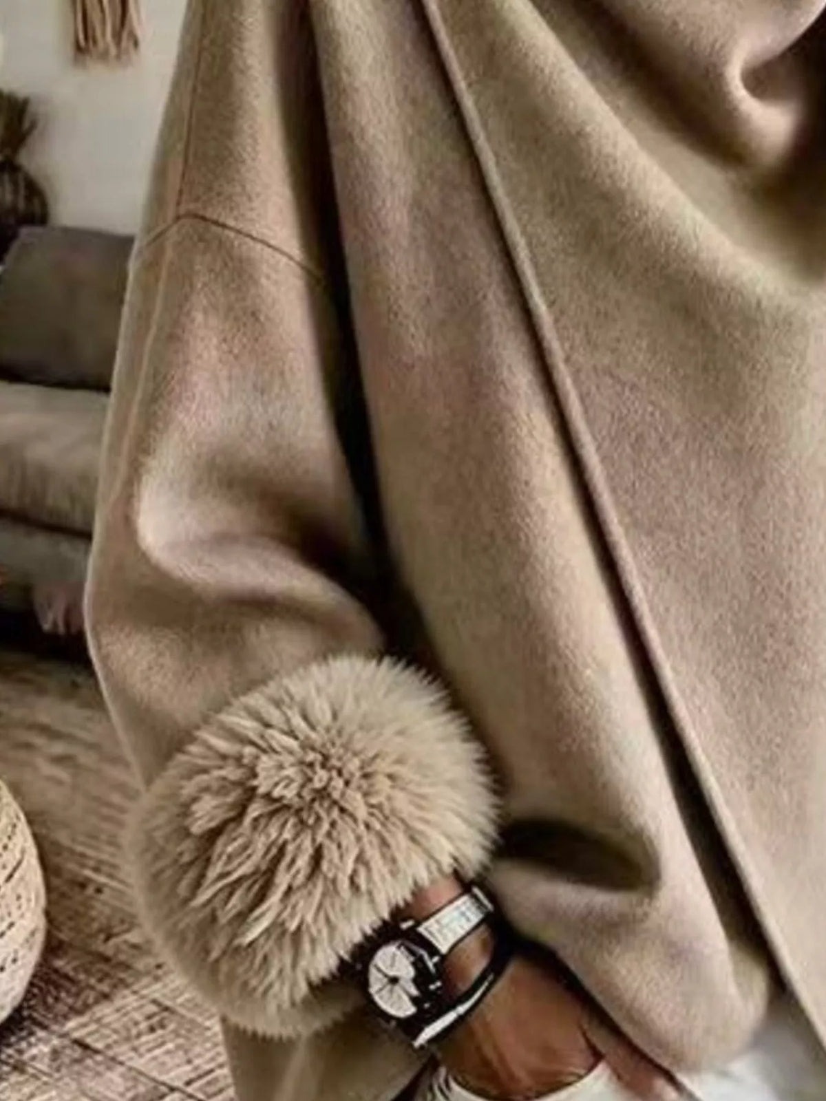 Faux fur cuff jacket, view 9