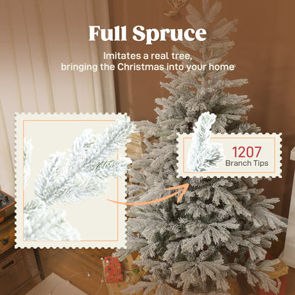 6 ft flocked spruce tree, view 6
