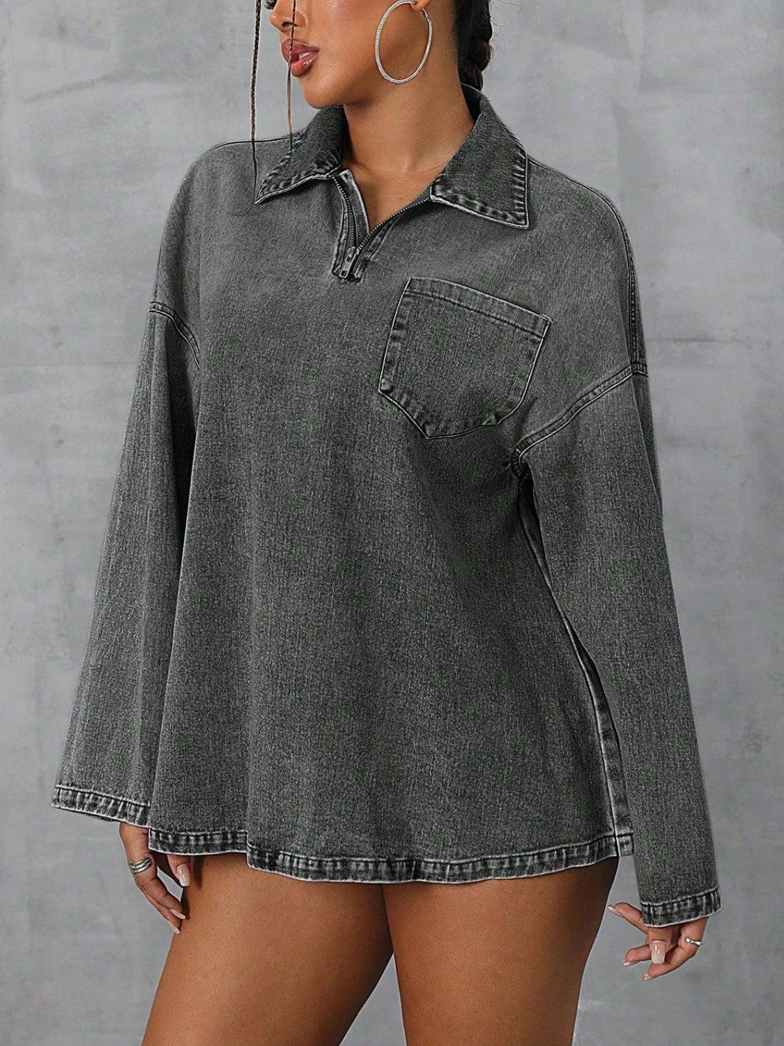 Drop Shoulder Denim Top
