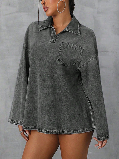 Drop Shoulder Denim Top