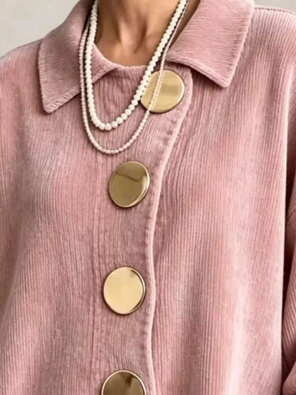 Ribbed knit gold-button cardigan, view 32