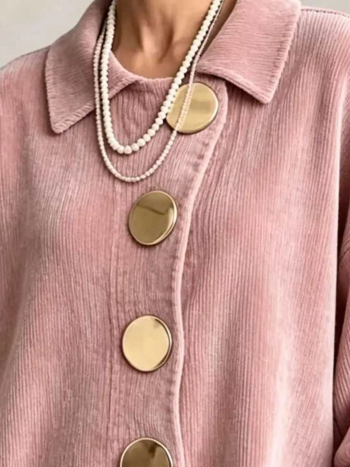 Gold Button Ribbed Cardigan for Plus Sizes, 12 Colors