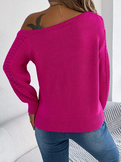 Openwork One Shoulder Sweater