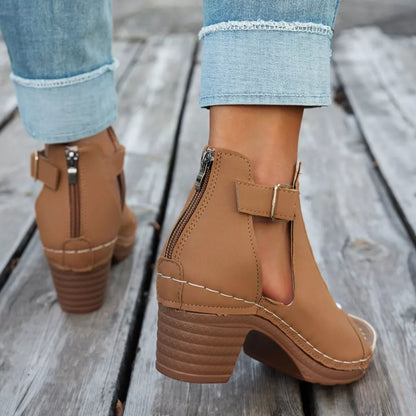 Buckle Block Heels Sandals