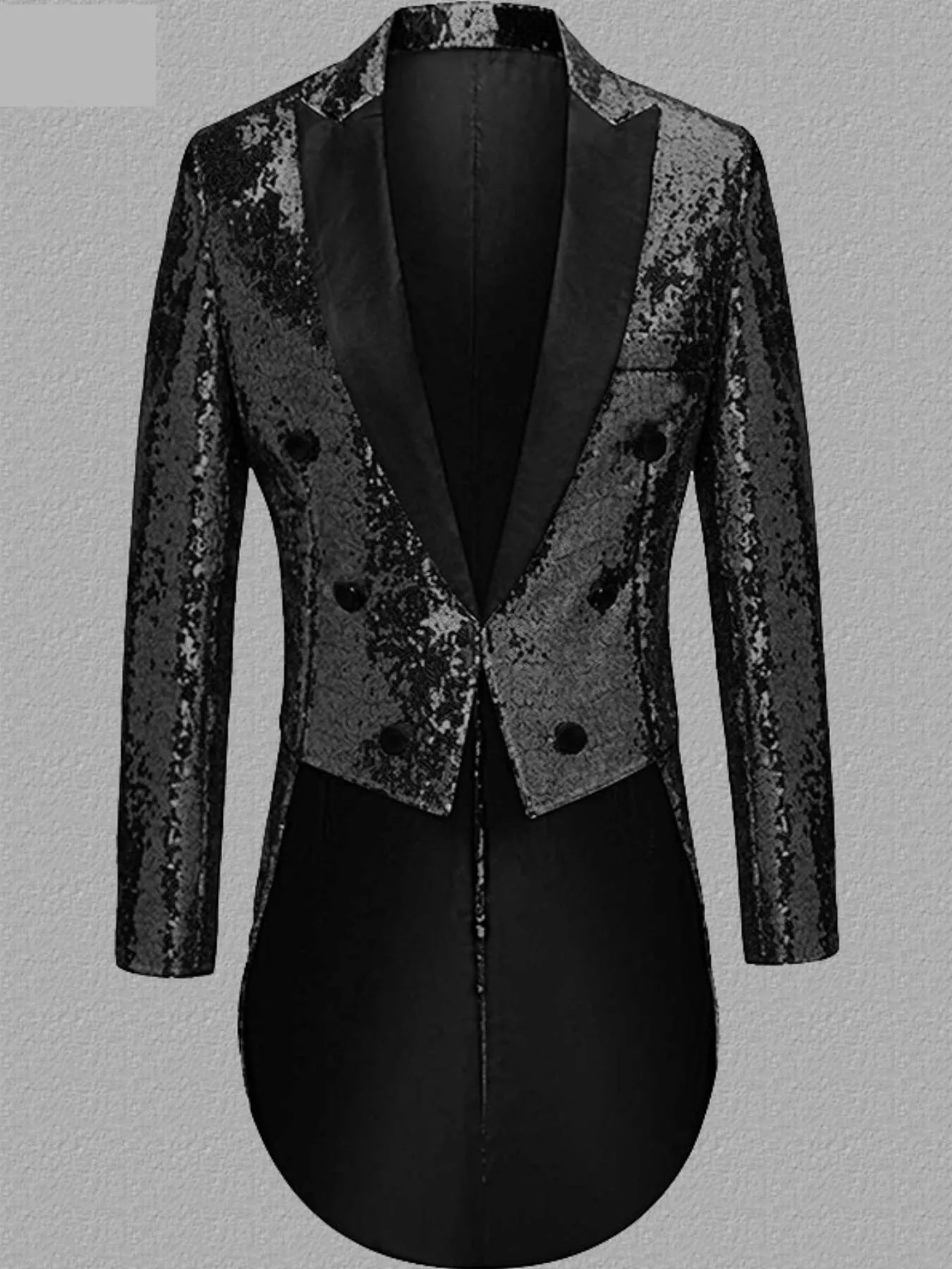 Men's Long Sleeve Sequin Tailcoat Blazer