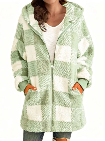 Plaid sherpa hooded jacket, view 26