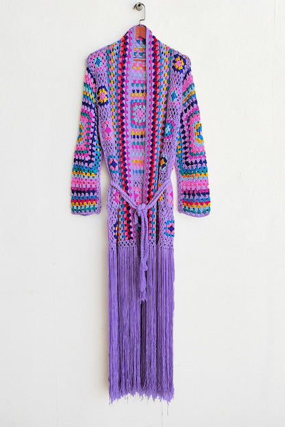 Fringe Crochet Long Sleeve Cardigan